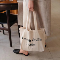 Women's Canvas Small Tote Bag - Reusable Shoulder Bag