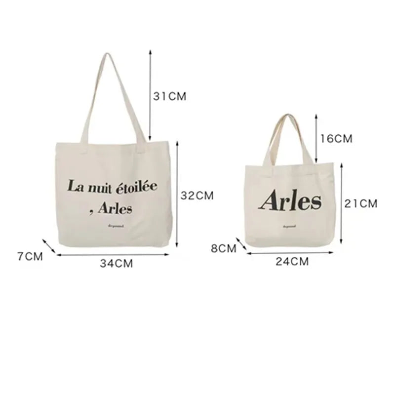 Women's Canvas Small Tote Bag - Reusable Shoulder Bag