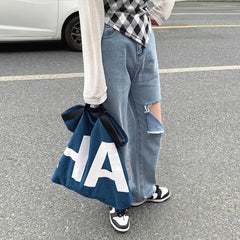 Women Denim Tote Bag Large Shoulder Bag Student Handbags