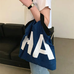 Women Denim Tote Bag Large Shoulder Bag Student Handbags