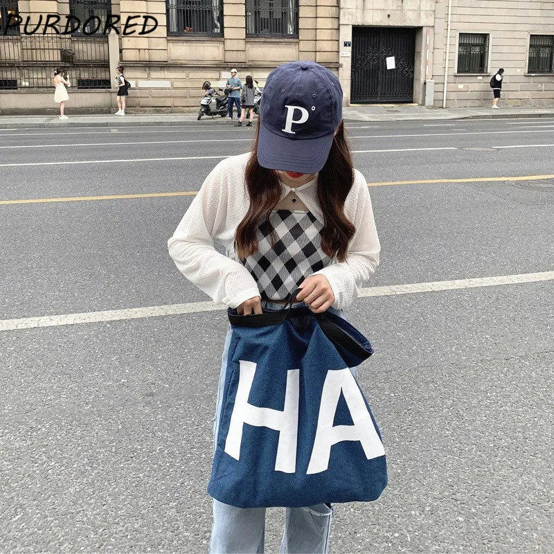 Women Denim Tote Bag Large Shoulder Bag Student Handbags