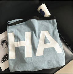 Women Denim Tote Bag Large Shoulder Bag Student Handbags
