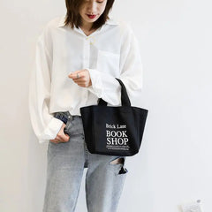 Women Mini Handbag Style Letters Print Canvas Shopping Bag Girl Lunch Tote Bag
