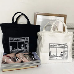 Women Mini Handbag Style Letters Print Canvas Shopping Bag Girl Lunch Tote Bag