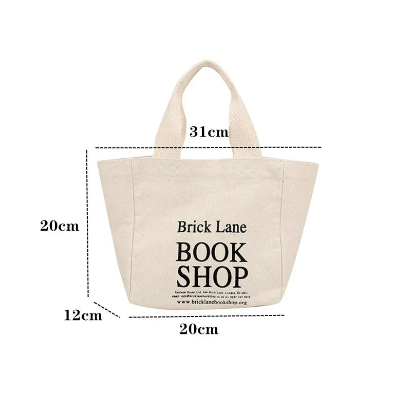 Women Mini Handbag Style Letters Print Canvas Shopping Bag Girl Lunch Tote Bag