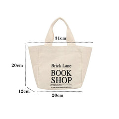 Women Mini Handbag Style Letters Print Canvas Shopping Bag Girl Lunch Tote Bag