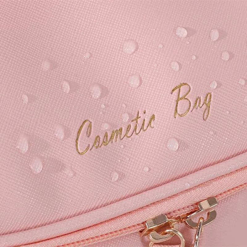 1 Pc PU Leather Large Cosmetic Bag Women Zipper Waterproof