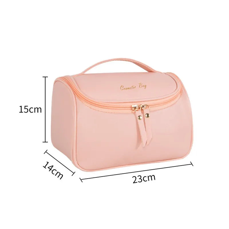 1 Pc PU Leather Large Cosmetic Bag Women Zipper Waterproof