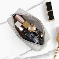 Women's PU Leather Makeup Bag Zipper Waterproof Travel Cosmetic Bag