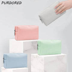Women's PU Leather Makeup Bag Zipper Waterproof Travel Cosmetic Bag