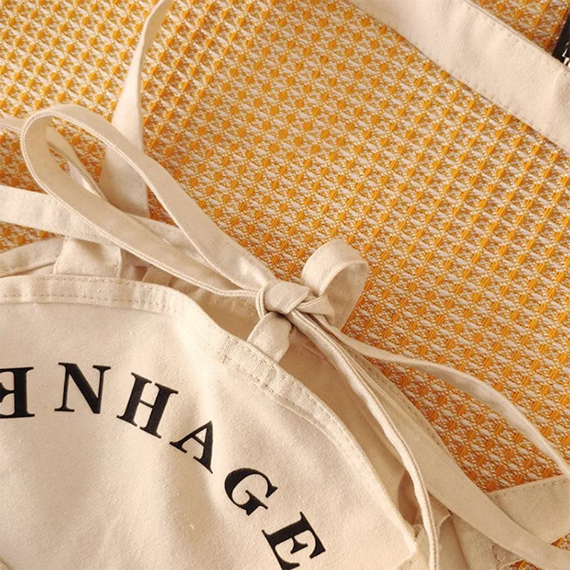 Round Shape Women Tote Bag Canvas Letter Decoration Handbag