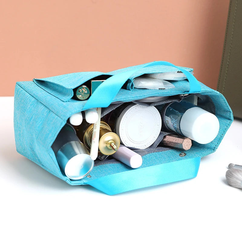 Large Capacity Cosmetic Bag Handbag Multi-pockets Storage Makeup Bag
