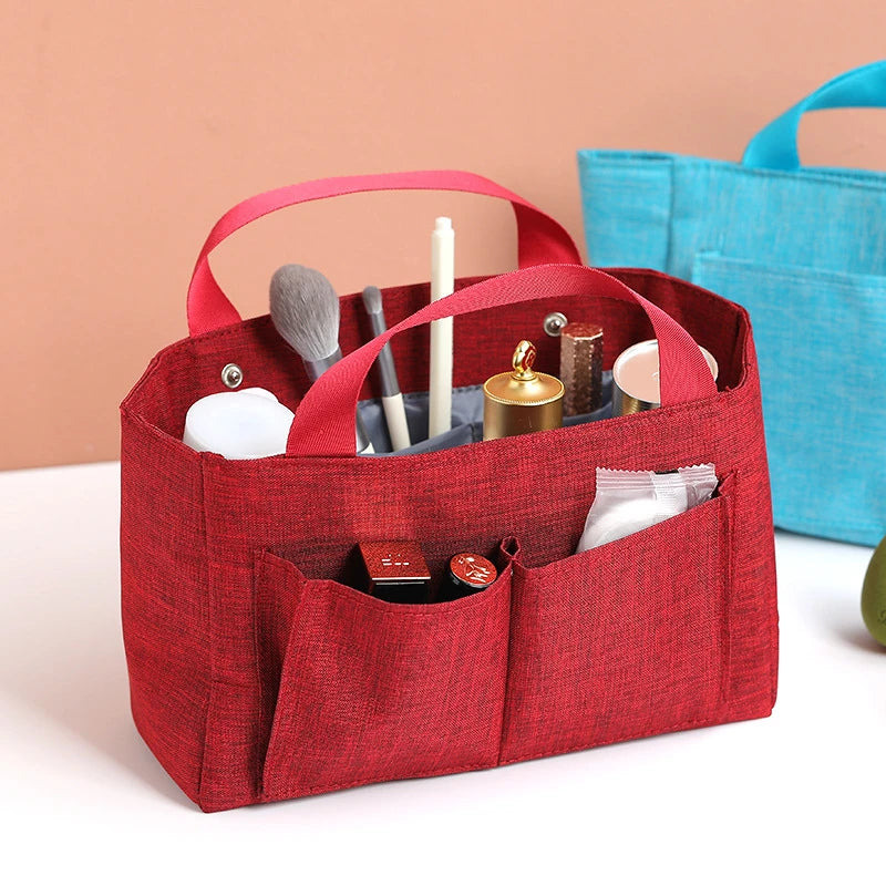 Large Capacity Cosmetic Bag Handbag Multi-pockets Storage Makeup Bag