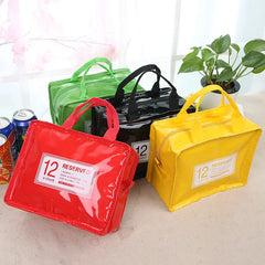 Portable PU Lunch Bags Leather Waterproof Food Picnic Lunch Box Bag