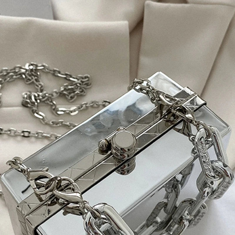 Women PVC Box Handbag Travel Beach Tote Crossbody Bag