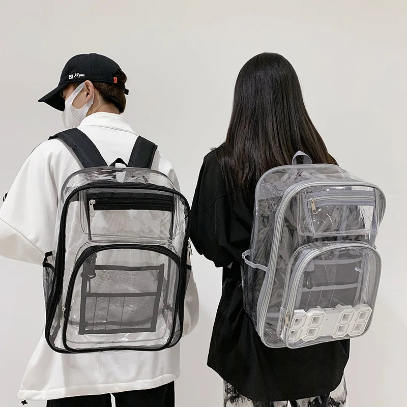 Clear PVC Backpack Teen Girls Big Boys Unisex Bag