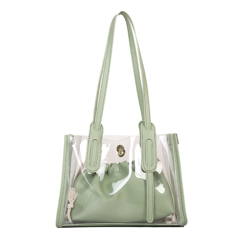 Clear PVC Shoulder Bag + Candy Jelly Tote Women's Handbag