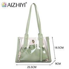 Clear PVC Shoulder Bag + Candy Jelly Tote Women's Handbag