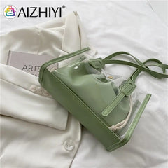 Clear PVC Shoulder Bag + Candy Jelly Tote Women's Handbag