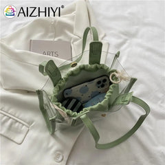 Clear PVC Shoulder Bag + Candy Jelly Tote Women's Handbag