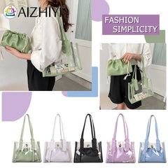 Clear PVC Shoulder Bag + Candy Jelly Tote Women's Handbag