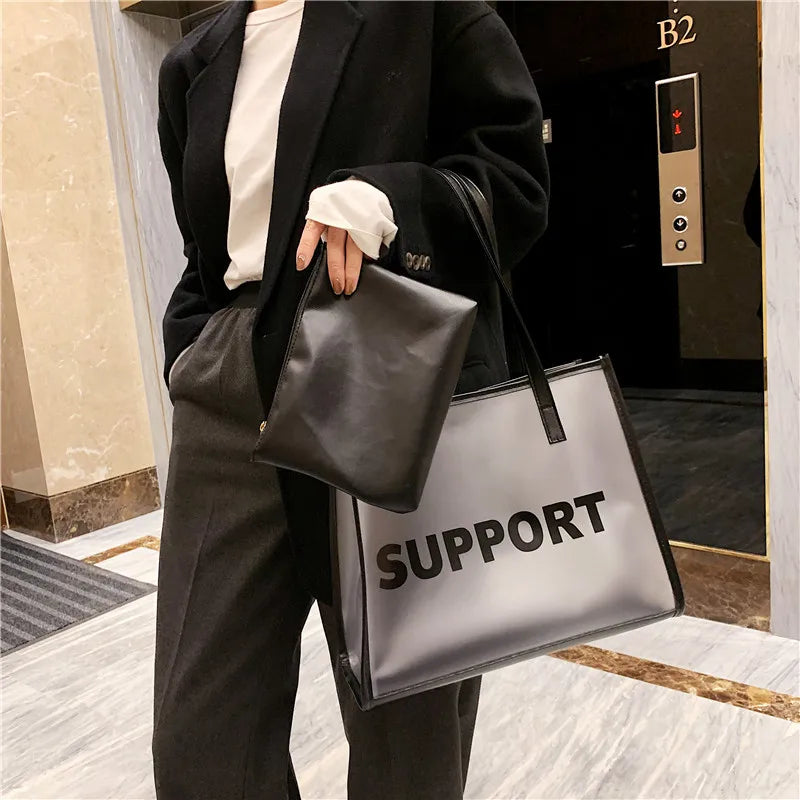 PVC Shoulder Bags Women Transparent Handbag Large Capacity Tote Zipper Pouch