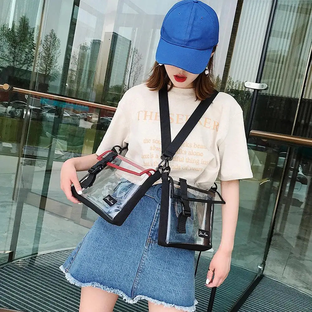 Unisex PVC Shoulder Messenger Bag Spring Summer Crossbody Bags