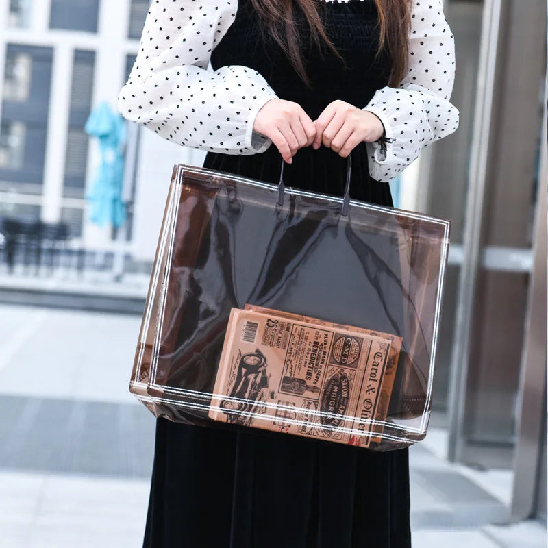 PVC Thick Tote Bags for Women Casual Portable Handbag Waterproof