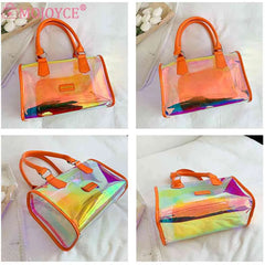 PVC Transparent Laser Shoulder Bag Women Summer Crossbody Tote Handbags