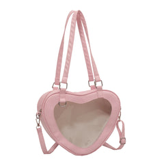 Transparent PVC Shoulder Bag Heart Shaped Girls Handbags Daily Travel