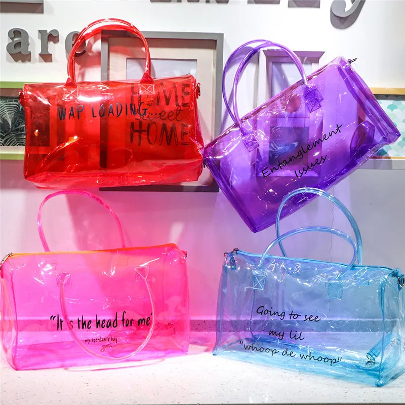 PVC Transparent Waterproof Yoga Gym Bag Unisex Shoulder Bag