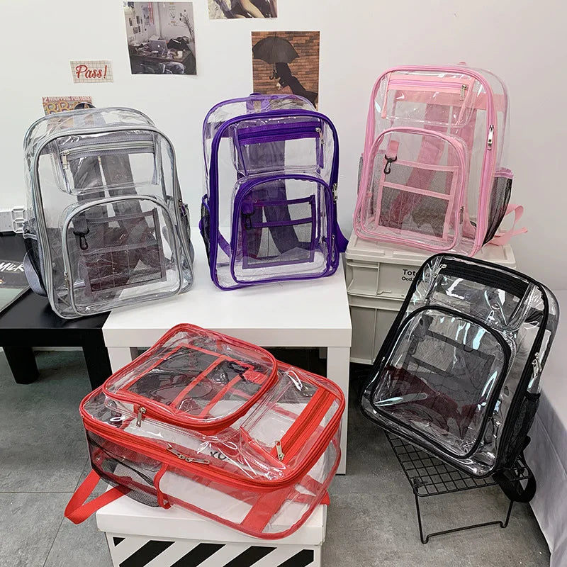 PVC Waterproof Student Backpack High Capacity School Bags Couple Travel