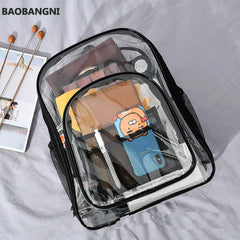 Waterproof Clear Backpack Large Capacity Solid PVC Transparent School Bag