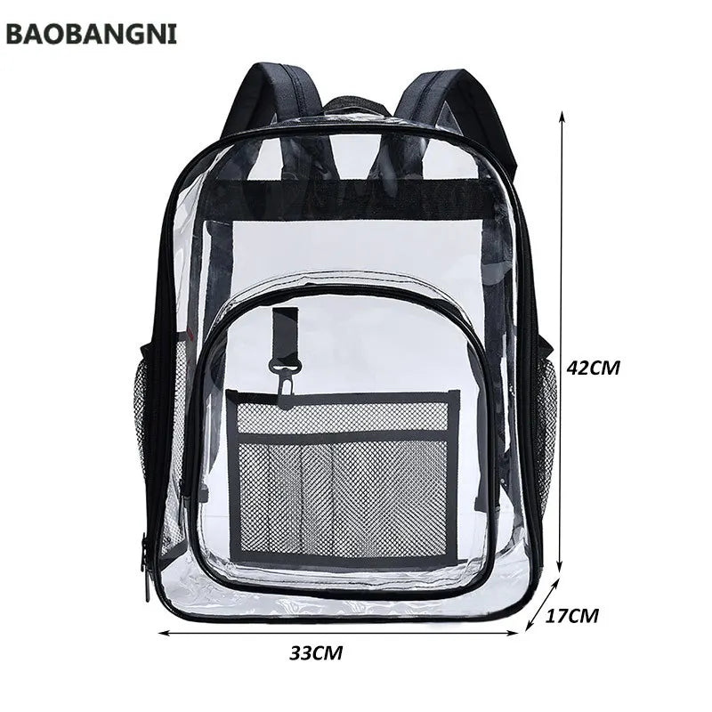 Waterproof Clear Backpack Large Capacity Solid PVC Transparent School Bag
