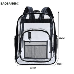 Waterproof Clear Backpack Large Capacity Solid PVC Transparent School Bag