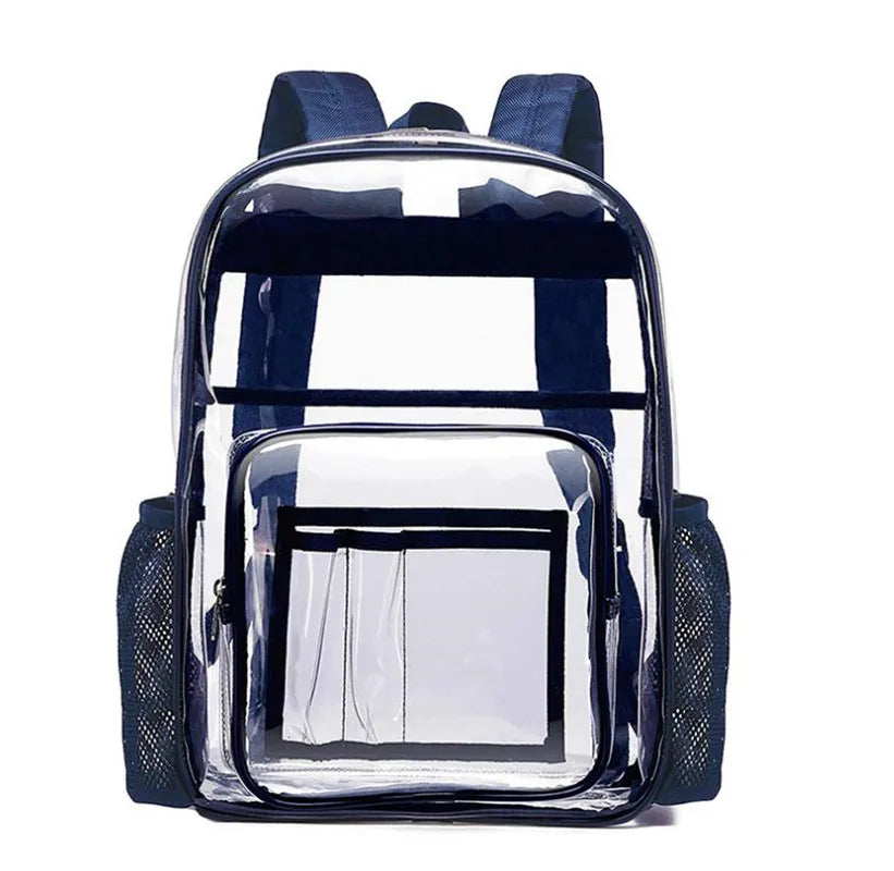 PVC Waterproof Clear Backpack Large Capacity Solid School Bag