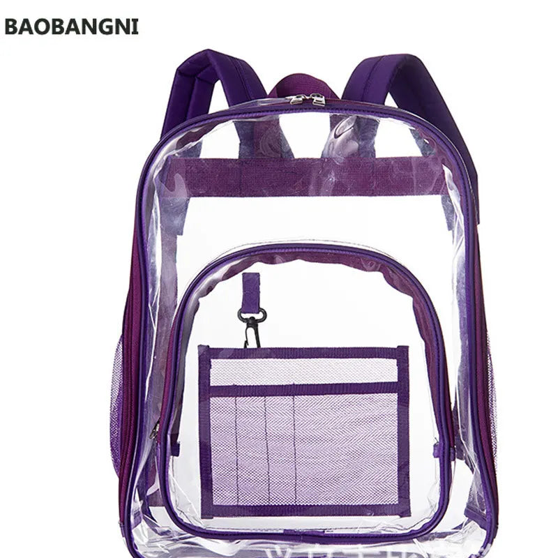 Waterproof Clear Backpack Large Capacity Solid PVC Transparent School Bag