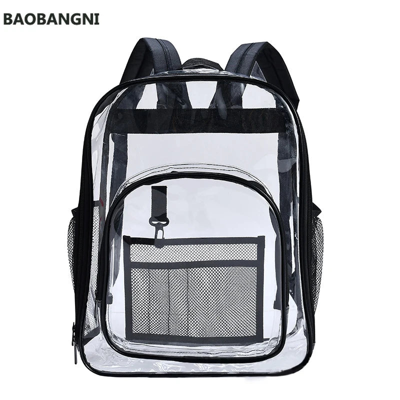 Waterproof Clear Backpack Large Capacity Solid PVC Transparent School Bag