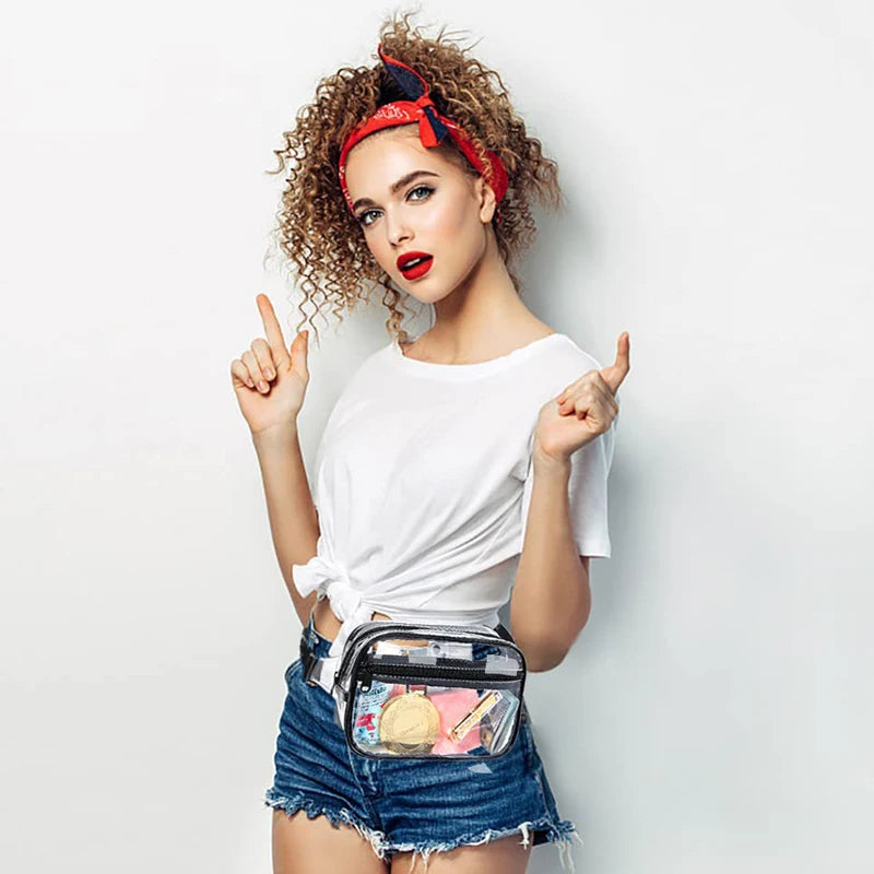 PVC Women Waist Fanny Pack Belt Bag Clear Bag Beach Travel
