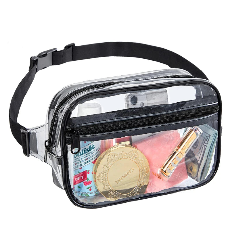 PVC Women Waist Fanny Pack Belt Bag Clear Bag Beach Travel