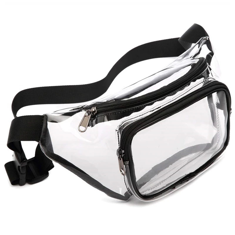 Clear PVC Women Waist Fanny Pack Belt Bag Hip Zipper Belt Bag