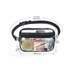 PVC Women Waist Fanny Pack Belt Bag Clear Transparent Hip Zipper Belt Bag