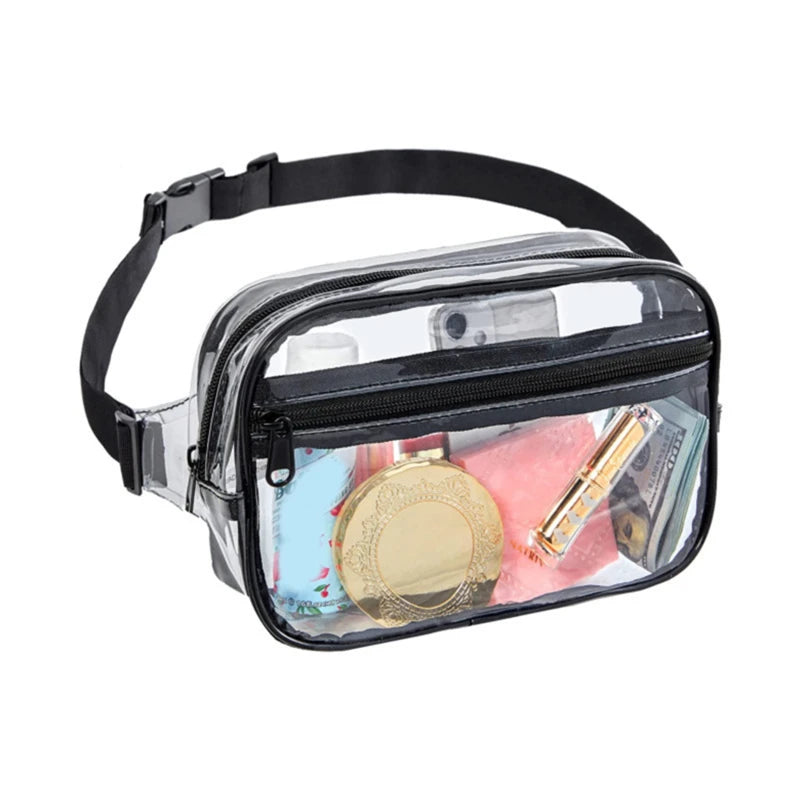 PVC Women Waist Fanny Pack Belt Bag Clear Transparent Hip Zipper Belt Bag