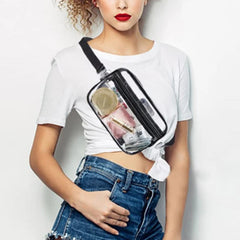 PVC Women Waist Fanny Pack Belt Bag Clear Transparent Hip Zipper Belt Bag