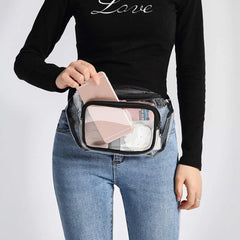 Clear PVC Women Waist Fanny Pack Belt Bag Hip Bum Bag Chest Pouch