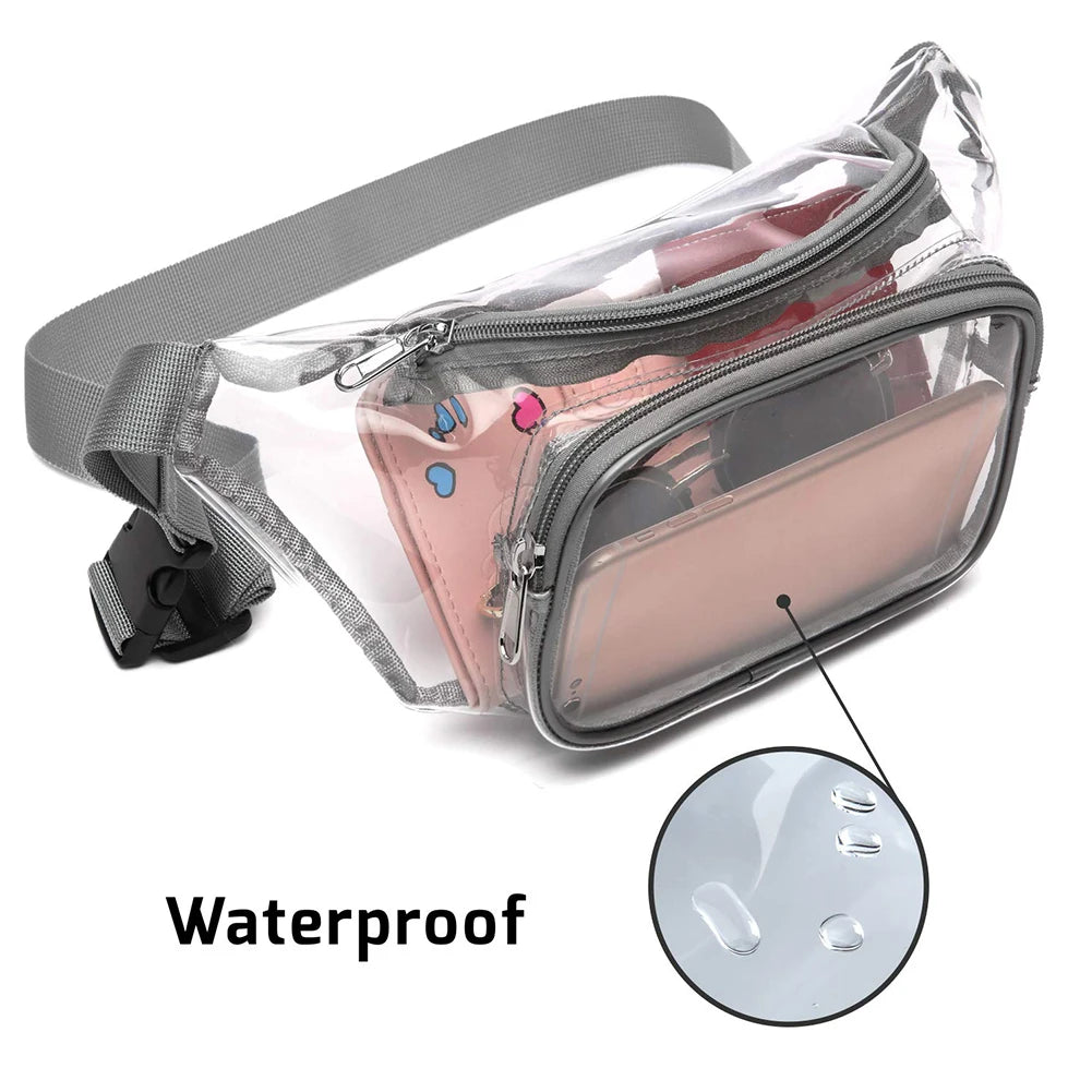Clear PVC Women Waist Fanny Pack Belt Bag Hip Bum Bag Chest Pouch
