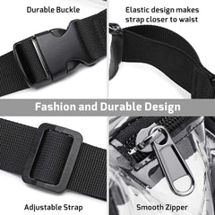Clear PVC Women Waist Fanny Pack Belt Bag Hip Bum Bag Chest Pouch