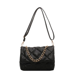 Quilted PU Leather Shoulder Bag Women Winter Embroidery Crossbody Totes