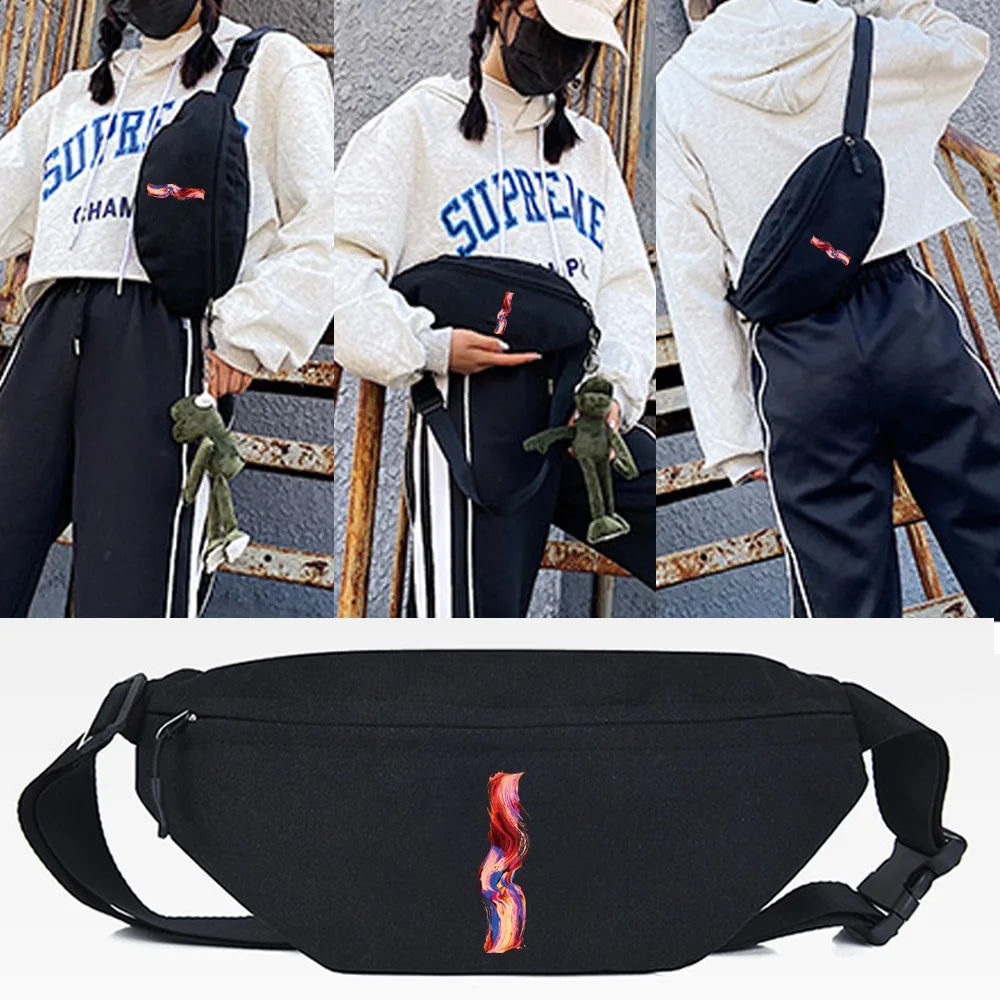 Print Waist Bags Women Men Crossbody Bag Shoulder Bag Casual Belt Pouch