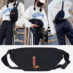 Letter L Print Waist Bag Men Women Chest Packs Canvas Travel Shoulder Bag